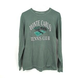 Firstport Long Sleeve Shirt Green Monte Carlo Tennis Club Graphic Mens Medium